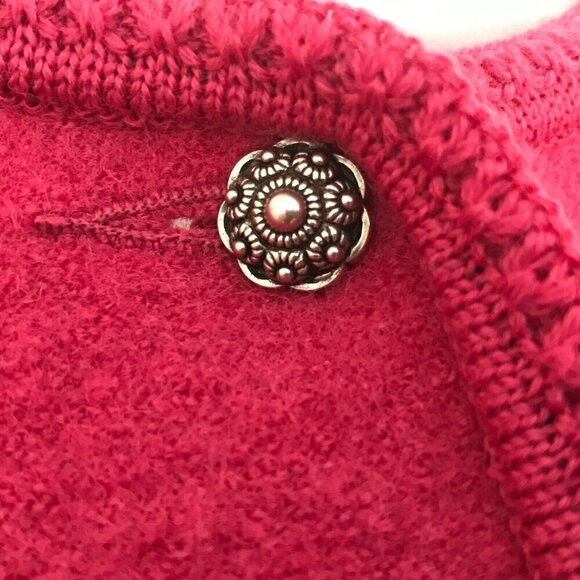 Geiger Austria Pink Boiled Wool Button Front Cardigan Sweater Medium Knit Career - Picture 9 of 12